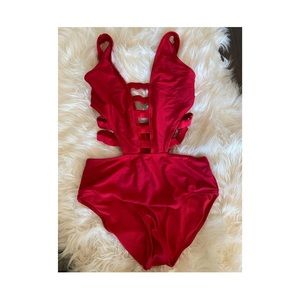 One Piece Red Bathing Suit